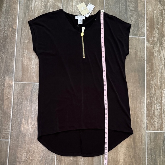 Carmen Marc Valvo Black V-Neck Blouse - Picture 8 of 8
